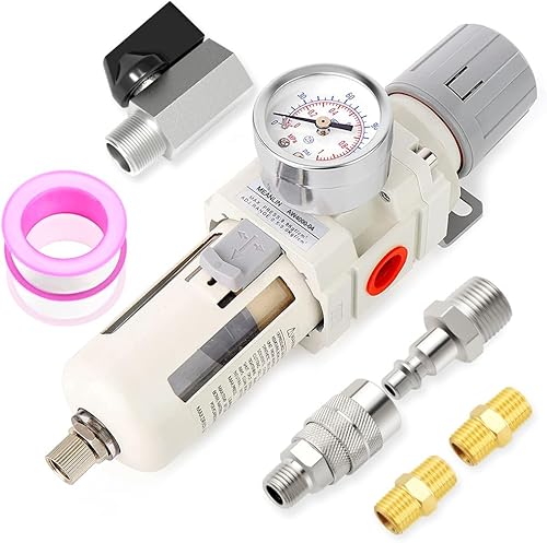 MEANLIN Filtro de humedad para compresor de aire, filtro de línea de aire AW4000, entrada NPT de 12 pulgada con calibre de 150 PSI e interruptor de