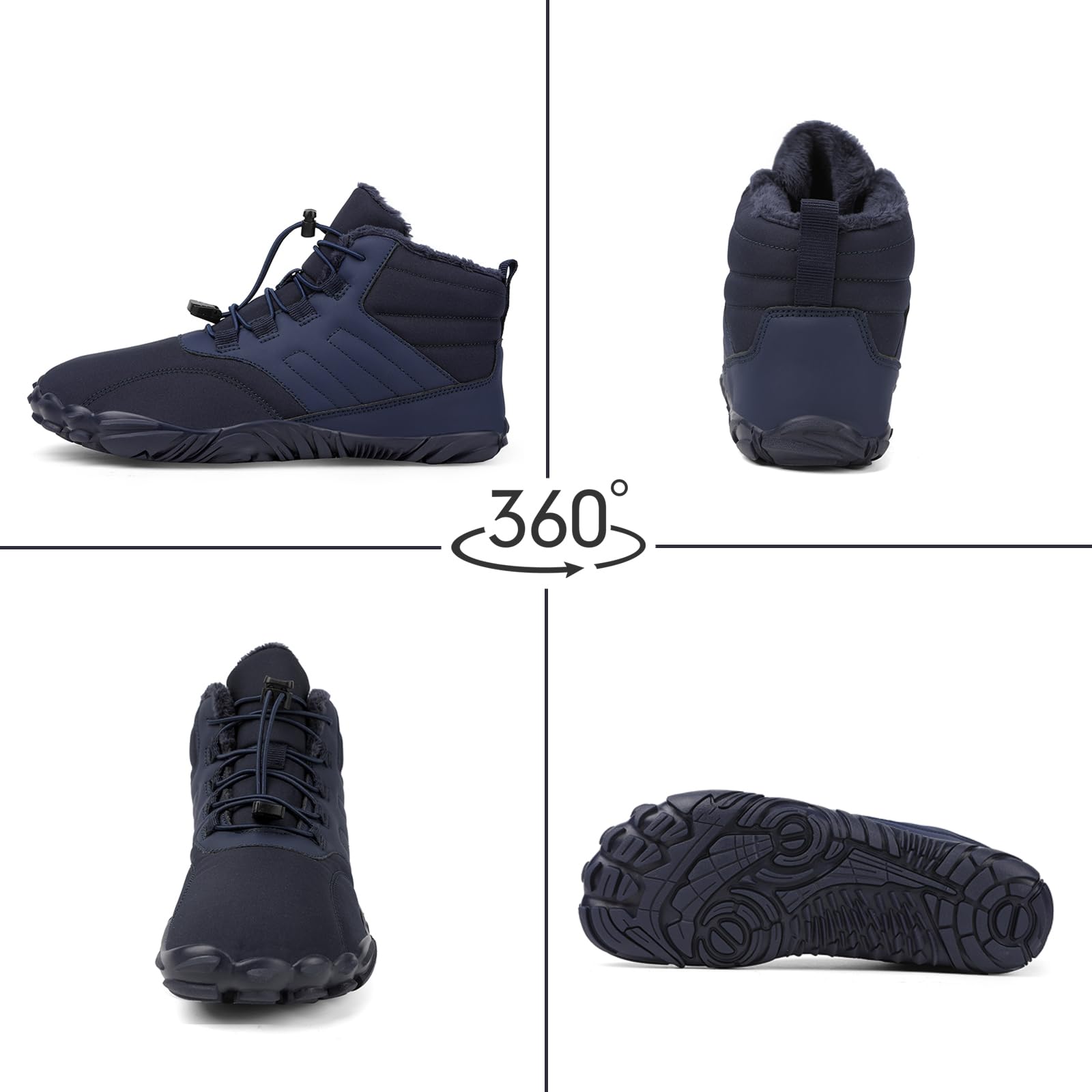 Orgonite Buty do chodzenia boso, damskie, męskie, zimowe, odporne na działanie wody, z podszewką, ciepłe buty zimowe do aktywności na świeżym powietrzu, wędrówek, na kemping, do wspinaczki górskiej
