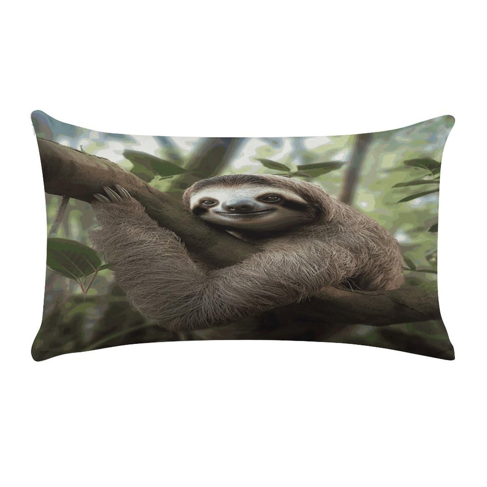 LDGSUPH Sloth Animal Throw Pillow Cover with Zipper Long Throw Pillow Case Anti-Fading Pillow Protector Super Soft Decorative Cushion Case Exquisite Plush Pillowcase12 X 20 in