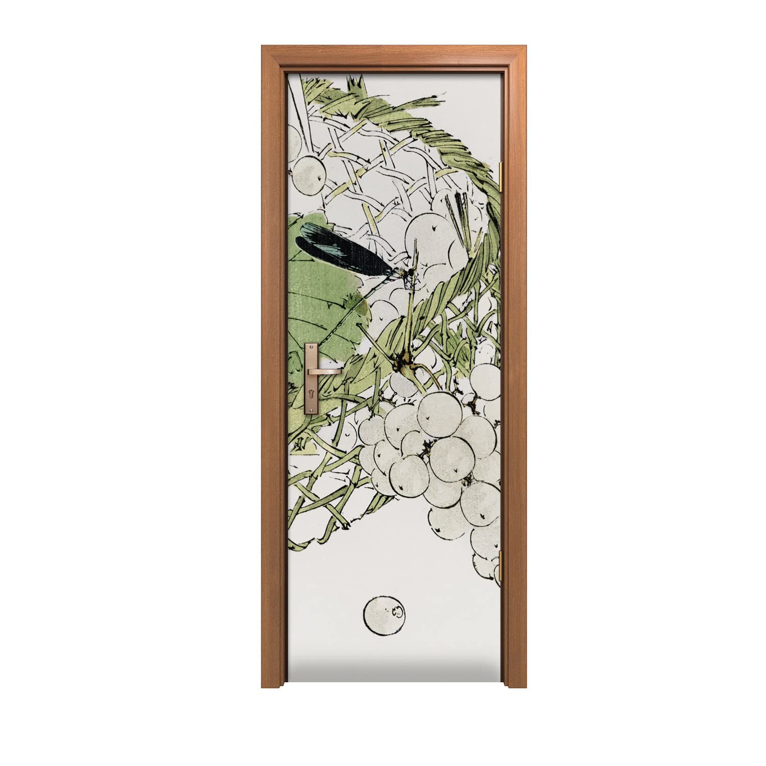 Autocollant de porte 70x200cm pour renover une porte abimee motif panier de raisins de cuisine