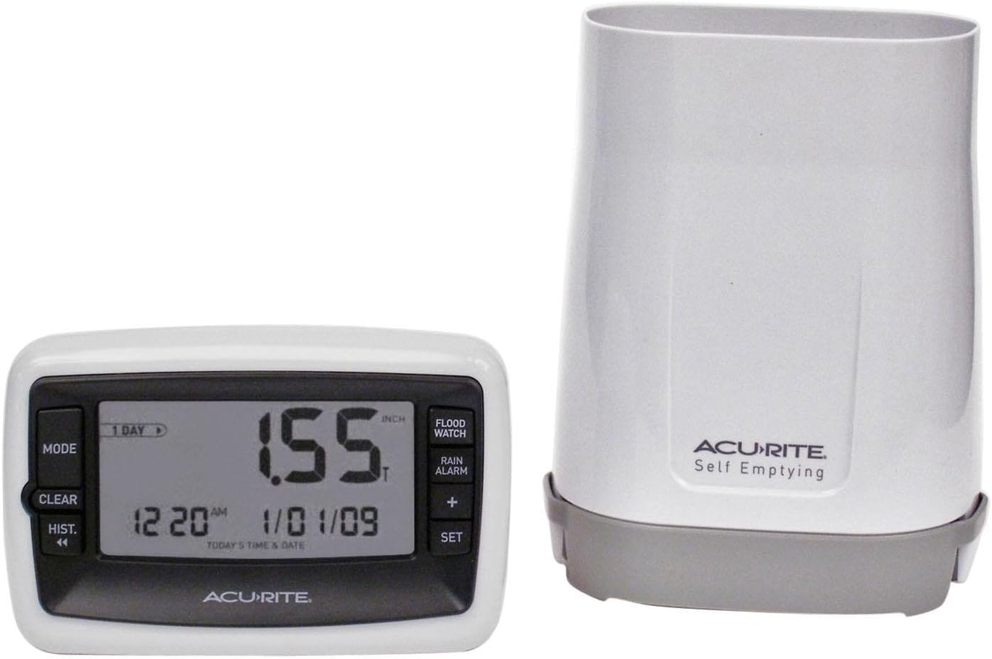AcuRite Wireless Digital Rain Gauge with Self-Emptying Collector