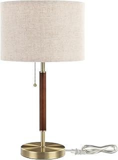 EDISHINE Mid Century Table Lamp, Bedside Lamp with Pull Chain Switch, So...