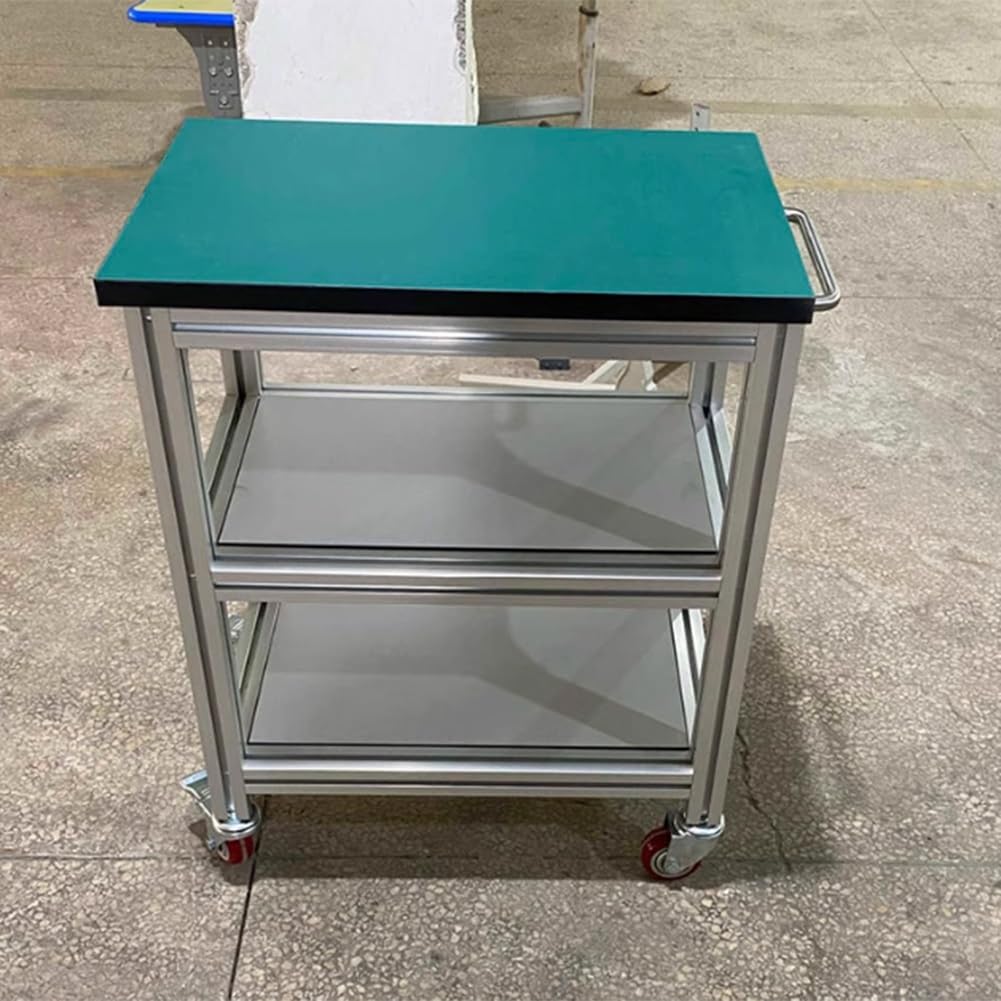 Banco da lavoro portatile con ruote e maniglie, postazione di lavoro antistatica per carrello da officina per movimentazione materiali 2,60 x 60 x 75 cm grigio – ideale per attività di assemblaggio e
