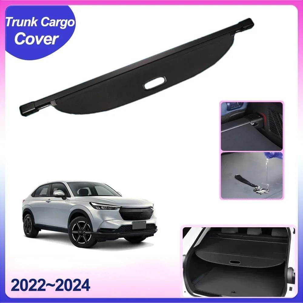 FUNFOB Frachtabdeckungen für Automobile Für HR-V Für HR V Für Vezel RV5 2022~2024 Heckkofferraum-Laderaumabdeckung Trennwand Sichtschutz Schattenvorhang Kofferraum Schutz Abdeckung(Kohlenstoff-Look)