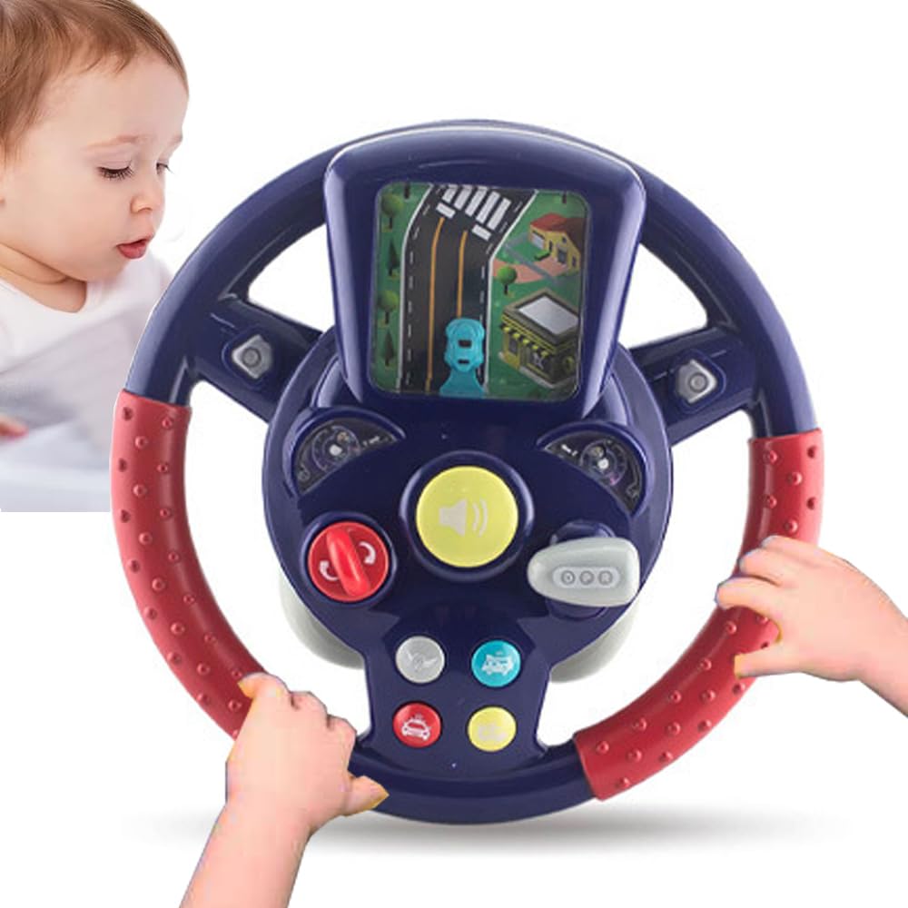 Steering Wheel Toy for Car Seat Kids Simulator Driving Wheel Toys Racing Game with Light and Music Portable Pretend Play Learning Educational Toys for Boys Girls Kids
