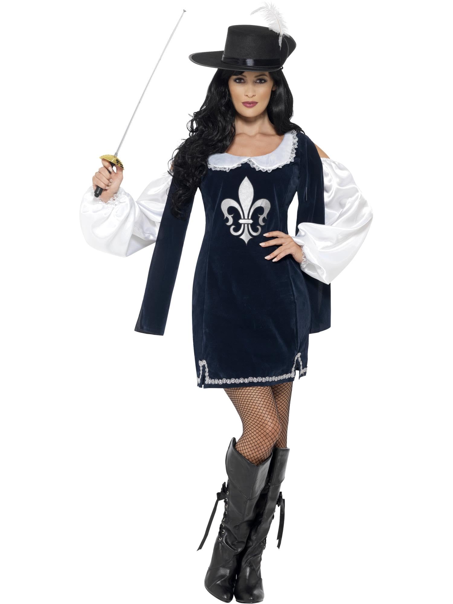 Smiffy's Adult Musketeer Female Costume Dress , Navy, L