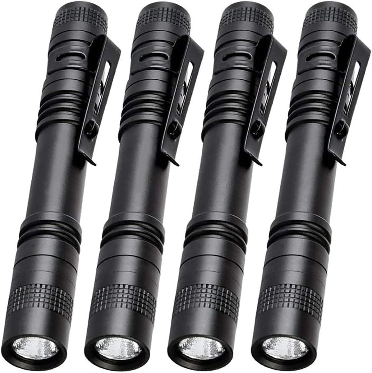 MODOAO 4-Pack XPE-R3 LED Clip Flashlights, 5.25" Compact Rechargeable Torch, Lightweight, Water-Resistant