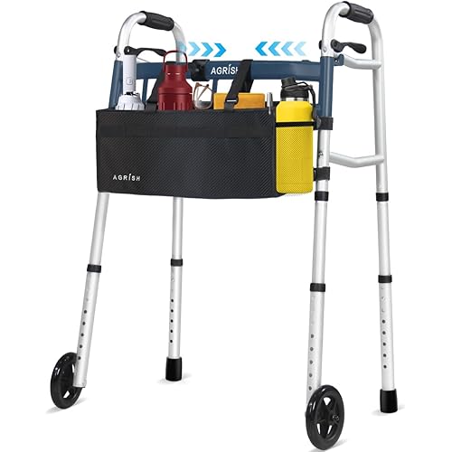 Folding Narrow Walker for Seniors – Width & Height Adjustable Walker, Lightweight Standard Walker for Elderly, Handicapped & Disabled, Fits Narrow Doorways, 350lbs