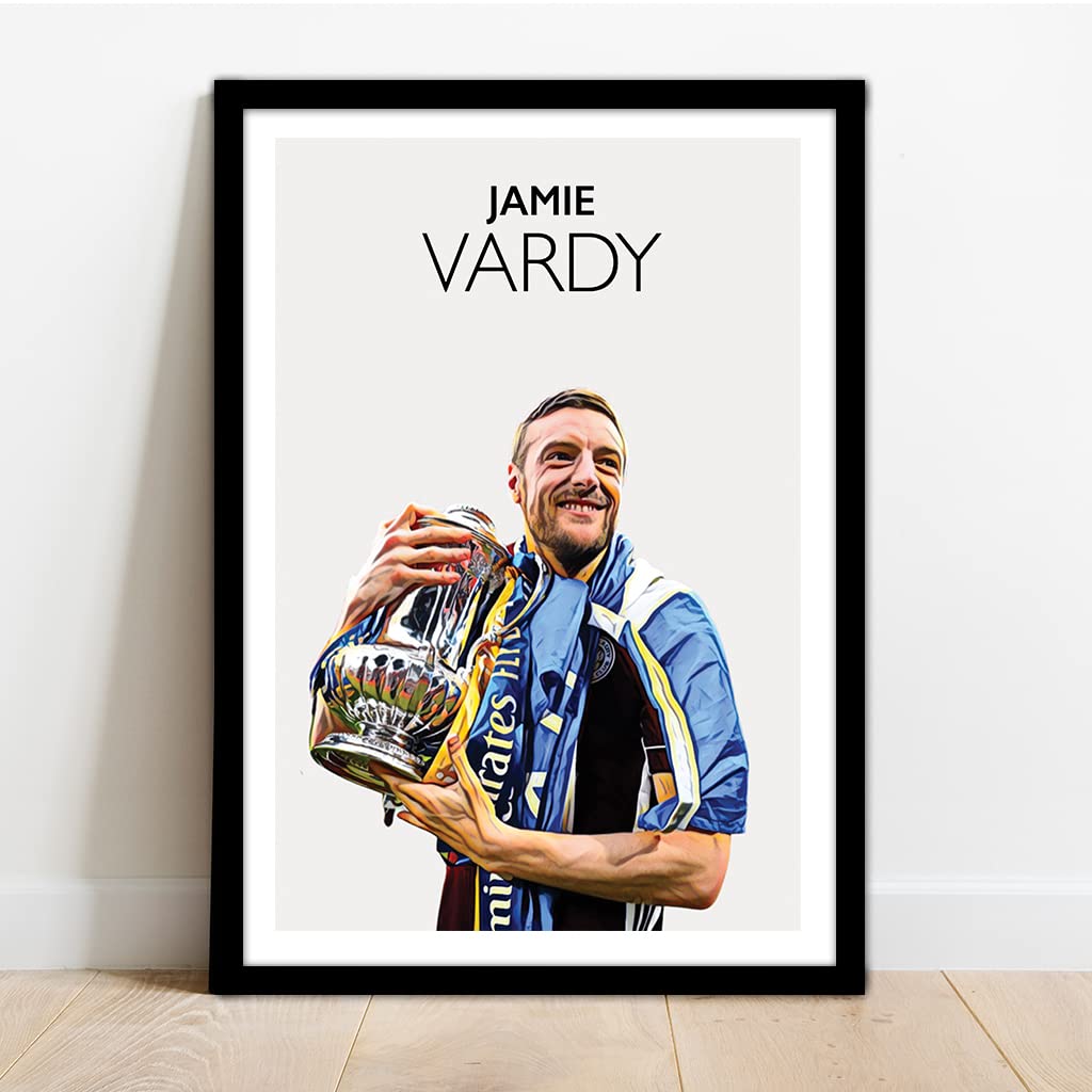 Leicester City - Jamie Vardy - Framed Illustration Print Poster