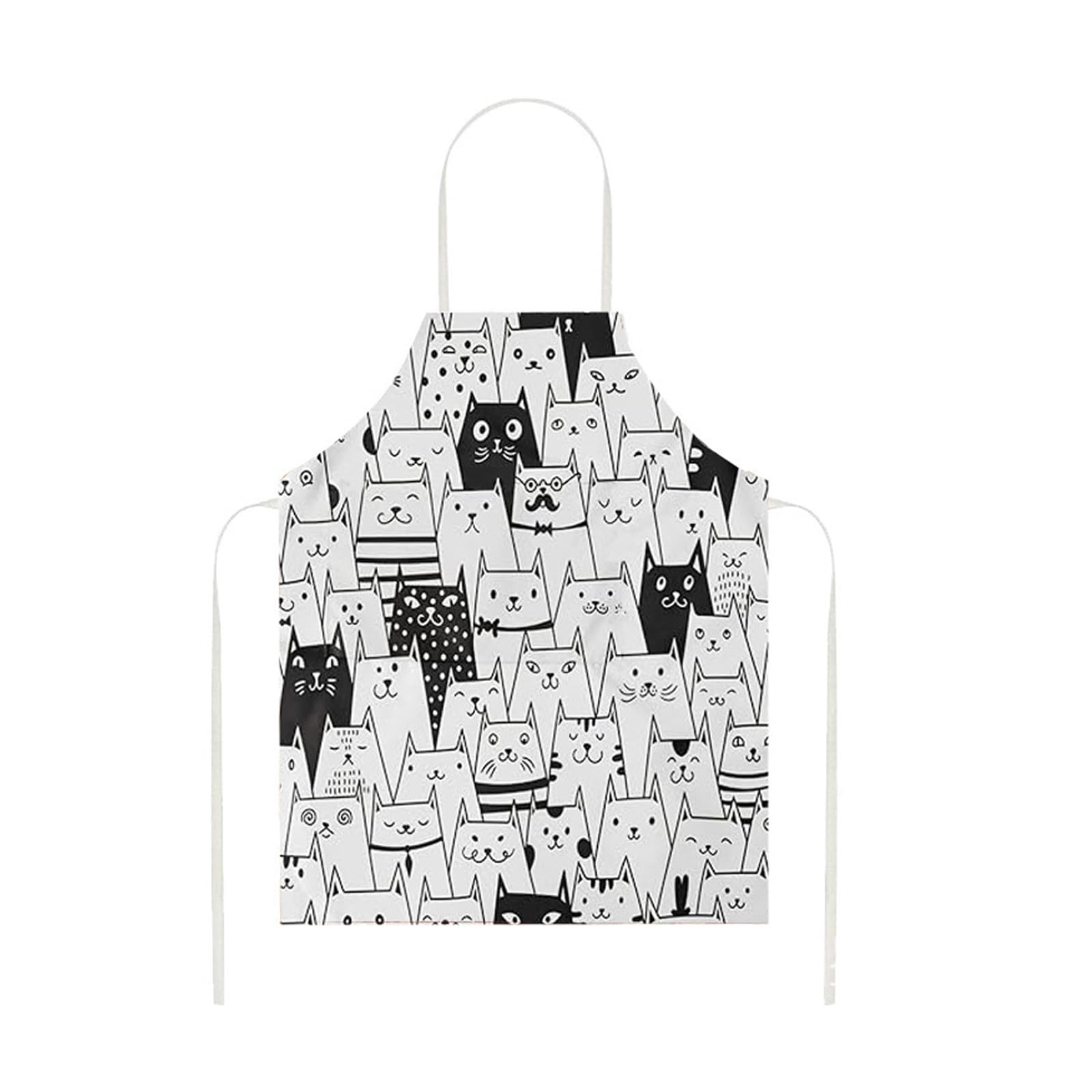 Delantal de cocina con diseño de gatos divertidos para hombres y mujeres, correas ajustables para el cuello y la cintura, bonito diseño de gato para cocinar, hornear, jardinería, barbacoa, chef y uso