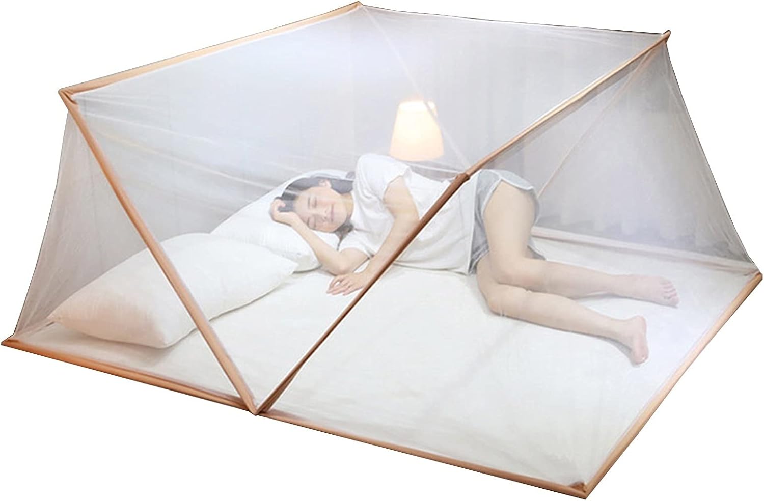 Mosquito Net Home Bed Mosquito Net, Outdoor Portable Camping Mosquito Net, Foldable Design, Free Installation of Mosquito Net (Color : Yellow, Size : 160x190x80cm)