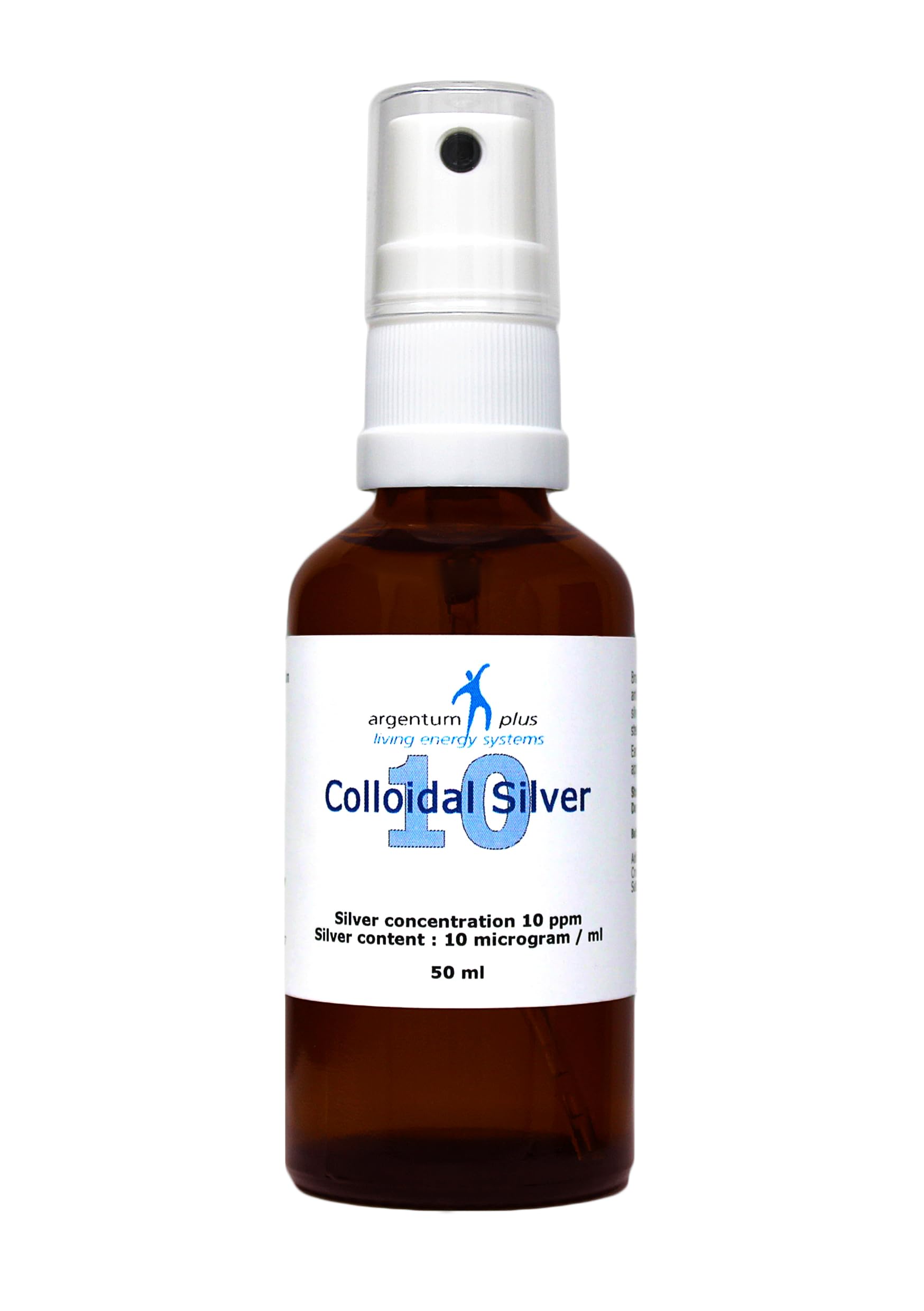 Colloidal Silver 10 ppm - 50 ml Spray in Amber Glass