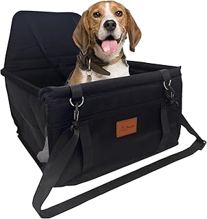 PETSATION Dog Car Seat - Waterproof & Breathable Car Seat for Dogs - Robust Oxford Carry Bag with Seat Belt - Washable Pet Mat for Car, SUV & Travel (Black, Standard) product image