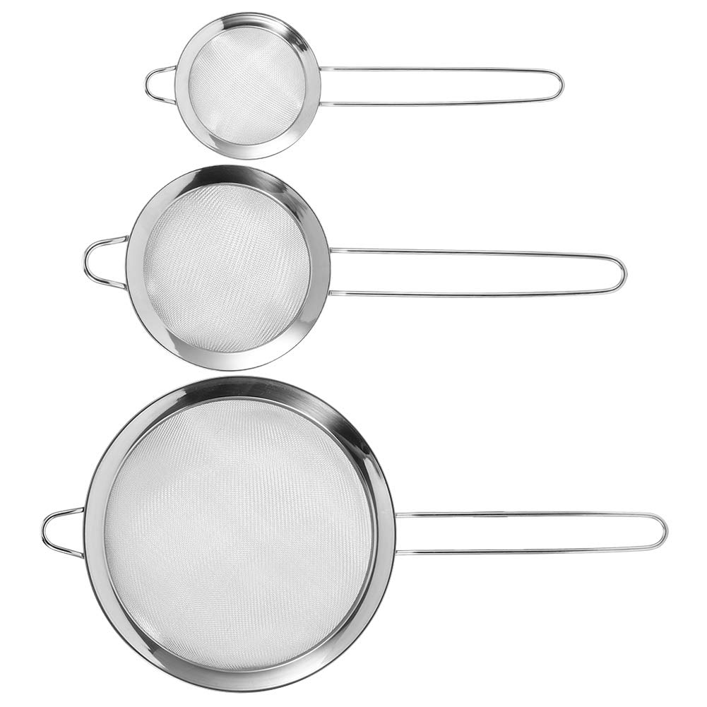 【𝐁𝐥𝐚𝐜𝐤 𝐅𝐫𝐢𝐝𝐚𝒚 𝐋𝐨𝒘𝐞𝐬𝐭 𝐏𝐫𝐢𝐜𝐞】Durable Stainless Steel Flour Sieve, Mesh Filter, Silver for Baking