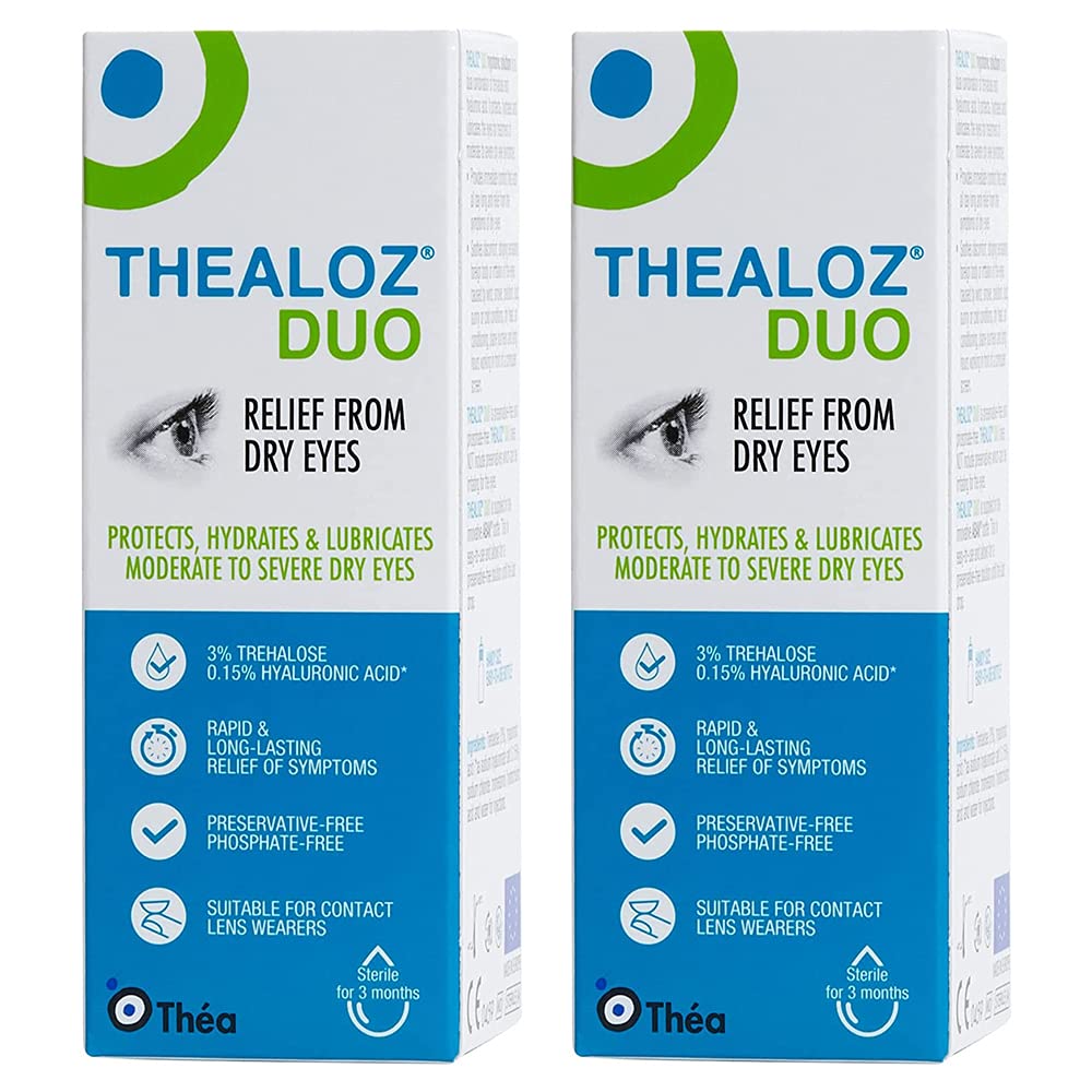 2 x Thealoz Duo Eye Drops 10ml Eye Drops for Tired & Dry Eyes