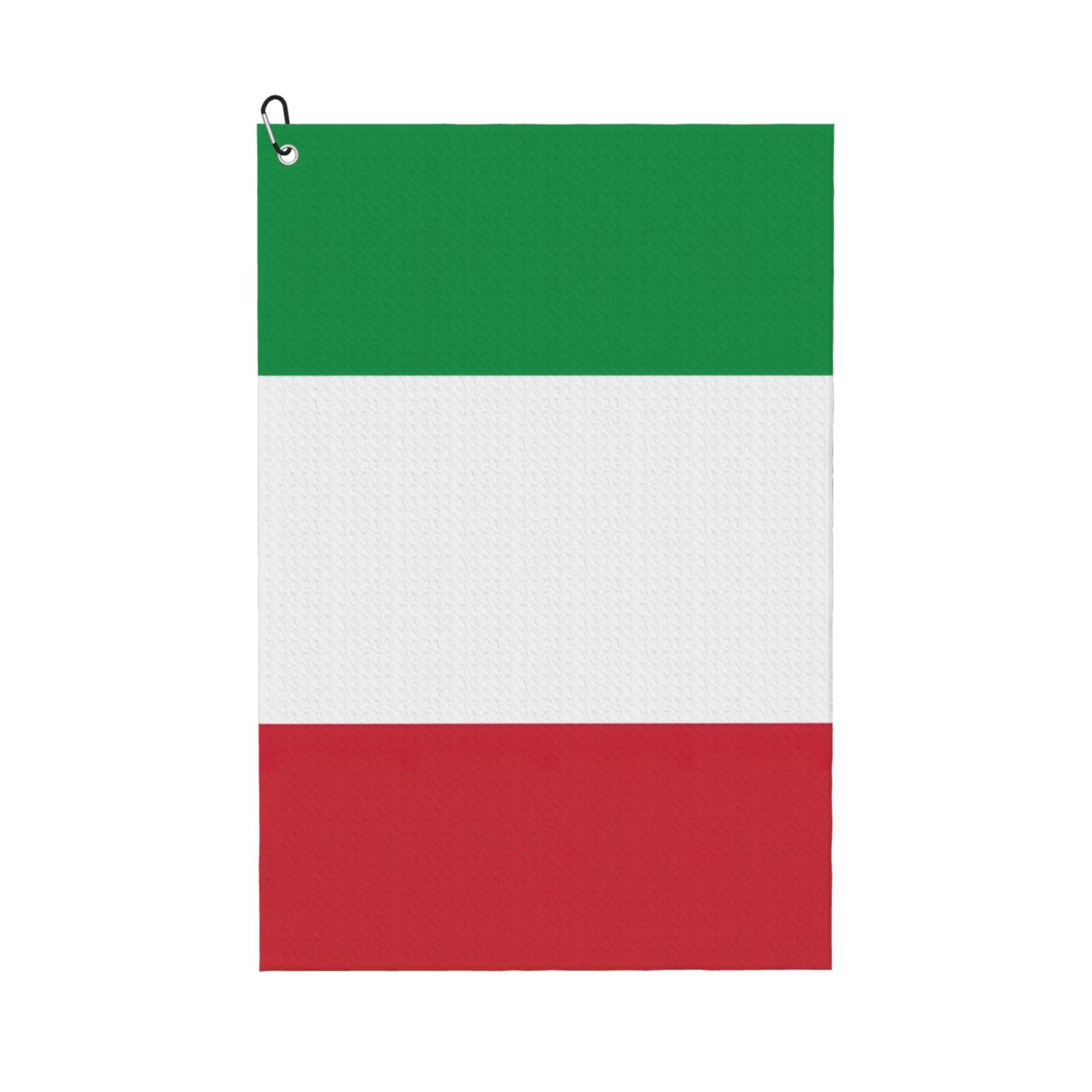 Anceky Italian Flag Print Golf Towel 24"X16" Microfiber Golf Cleaning Towel with Carabiner Clip for Golf Bags