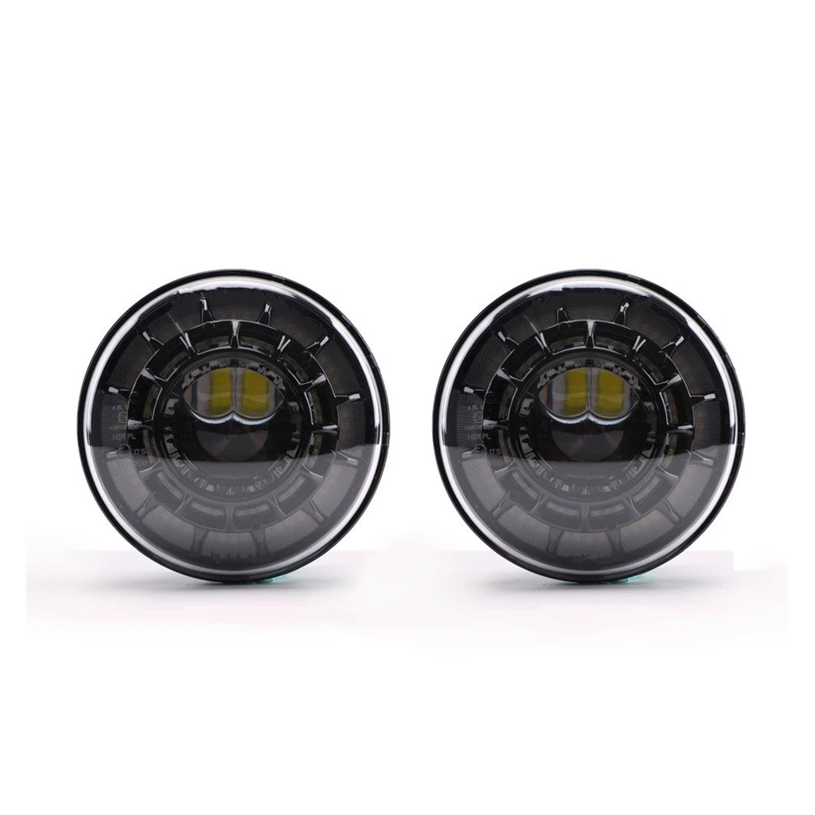 Faro principale Per Jeep Per Wrangler JK, Fuoristrada, Faro Anteriore Rotondo A LED Da 7 Pollici, H4 DRL, 12 V 24, Con Occhi D'angelo Halo Faro Fanale Anteriore(Nero)