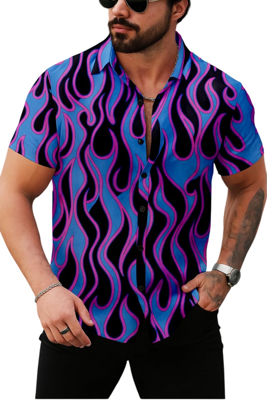 uiriuy Men’s Trendy Designer Print Shirts – Luxury Floral & Baroque Style Short Sleeve Button Down for Party, Holiday & Casual Wear-picture-45