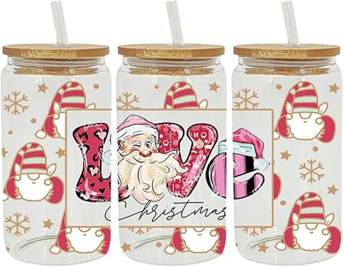 Miniatura 4 de Adhesivos de transferencia de vasos UV DTF, calcomanías temáticas de Navidad para tazas de vidrio, UV Dtf frotar en transferencias para