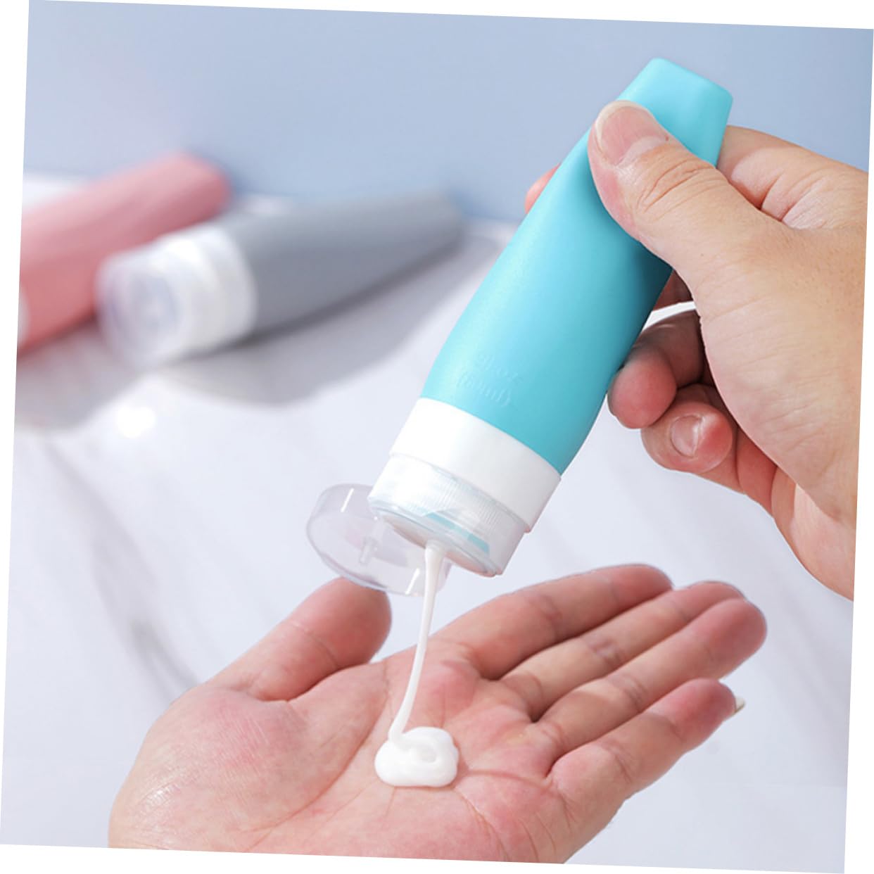 4 piezas Botellas de Silicona Rellenables para Viaje Contenedores de para Cosméticos y Artículos de Tocador