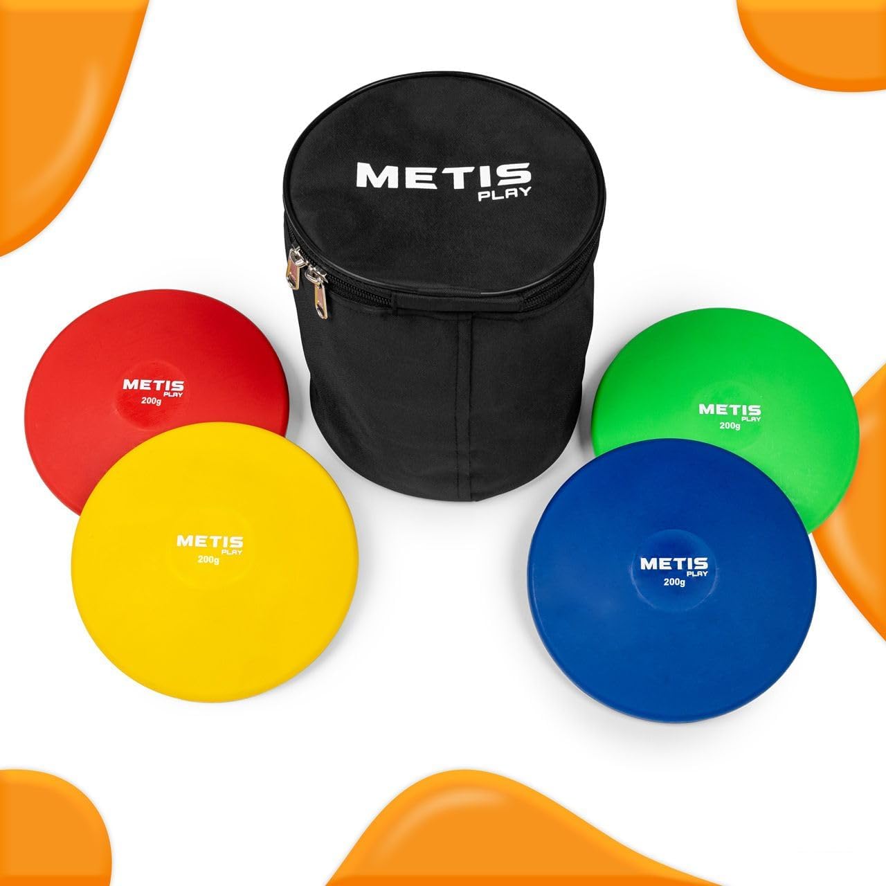 METIS Play Junior Athletics Practice Discus | 4 Pcs Ultra-Durable PVC Track & Field Discuses