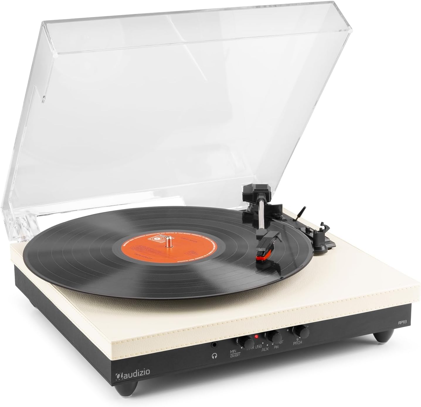 Audizio RP113C Cream Record Player with Bluetooth Output Home Audio