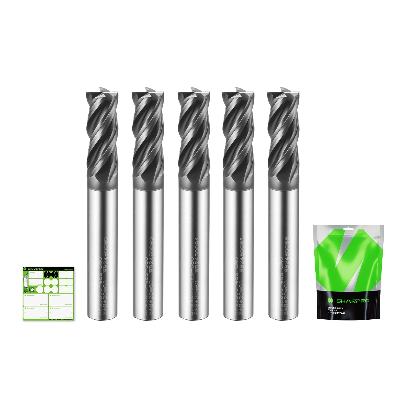 Upcut, fresa elicoidale, gambo 8 mm, diametro di taglio 8 mm, metallo duro, fresa CNC, ideale per fresare acciai legati, acciaio temperato, metallo e altri 5 pezzi