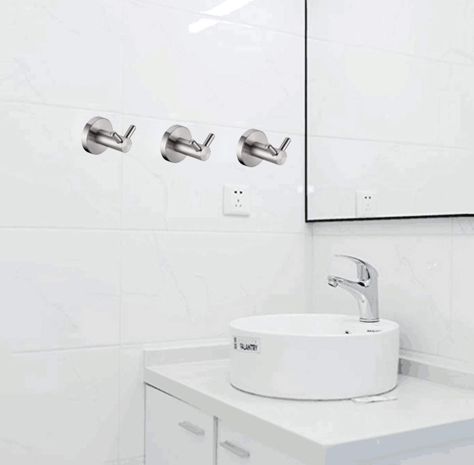 Set de Ducha Toallero Ganchos, Ganchos de Toalla de Pared Cepillados, Acero Inoxidable Abrigo Gancho, Ronda Baño Percha Albornoz para Dormitorio Cocina Hotel Piscina (4 Pack)