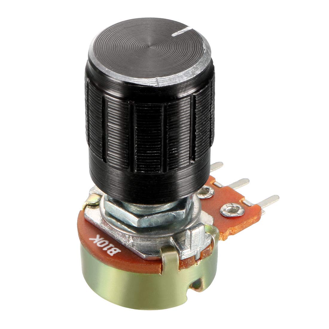Uxcell 10K Ohm Carbon Film Potentiometer – 10-Pack, Single Turn, Half Shaft D-Type, 6mm Diameter