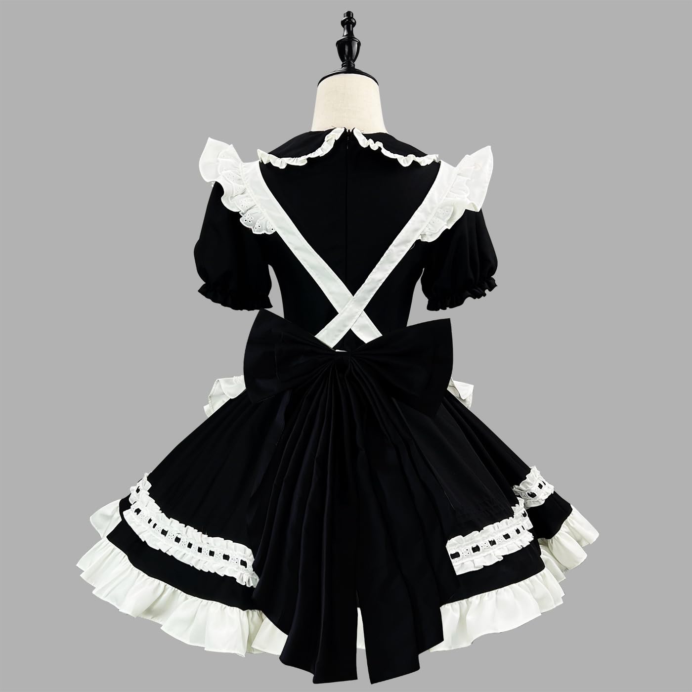 Lolita - Costume da cameriera a maniche corte da donna, con volant, per cosplay, Halloween, bar, scuola, festival, feste