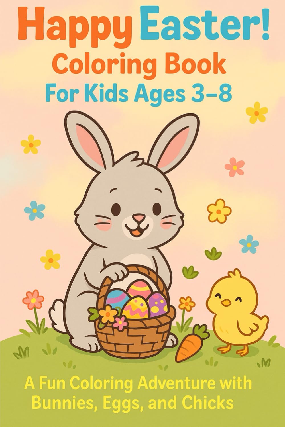 Happy Easter Coloring Book For Kids Ages 3-8: A Fun Coloring Adventure with Bunnies, Eggs and Chicks