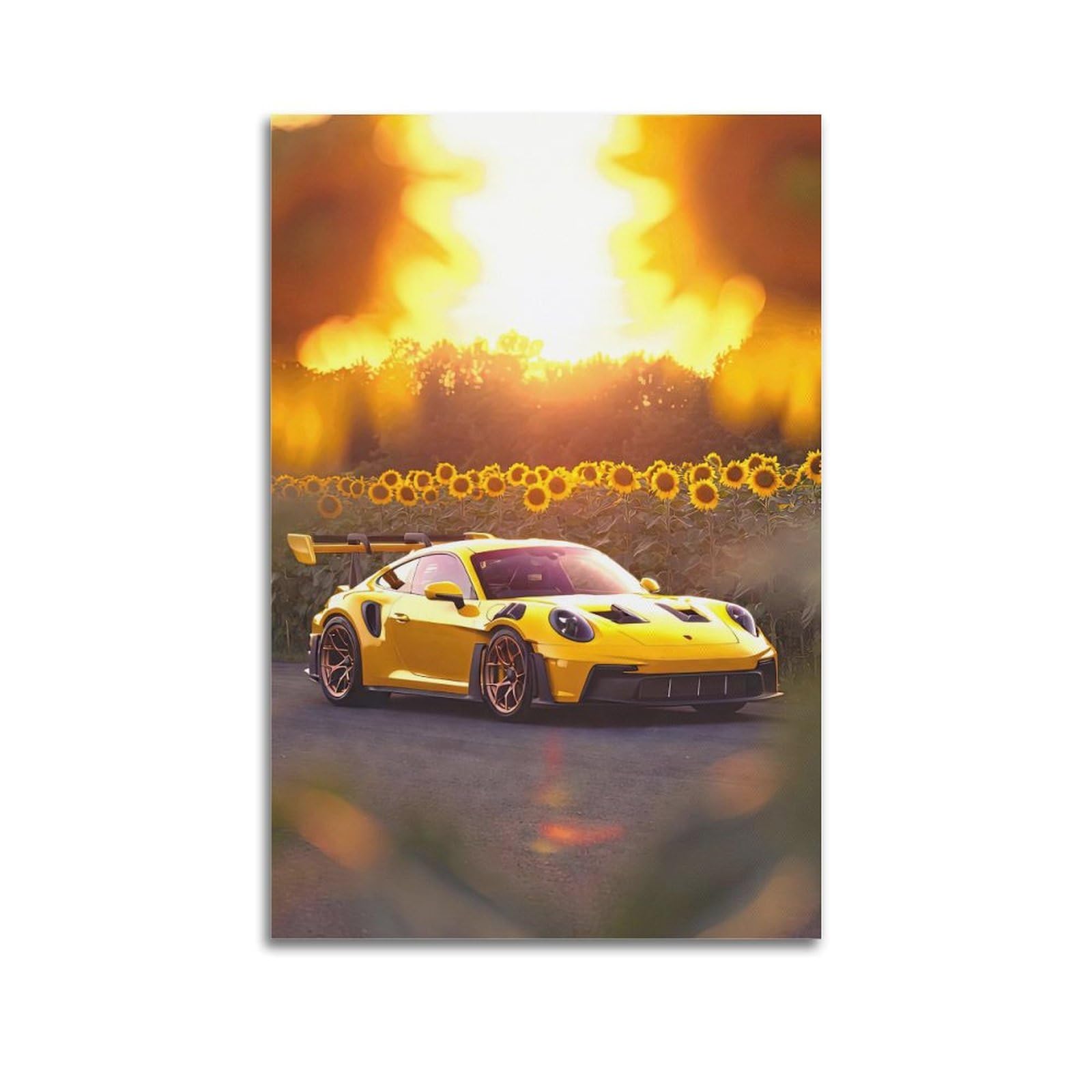 OKAHYS 911 GT3 RS Yellow Sports Racing Super Car Artwork Poster Decorative Painting Canvas Wall Artworks Picture 24x36inch(60x90cm)