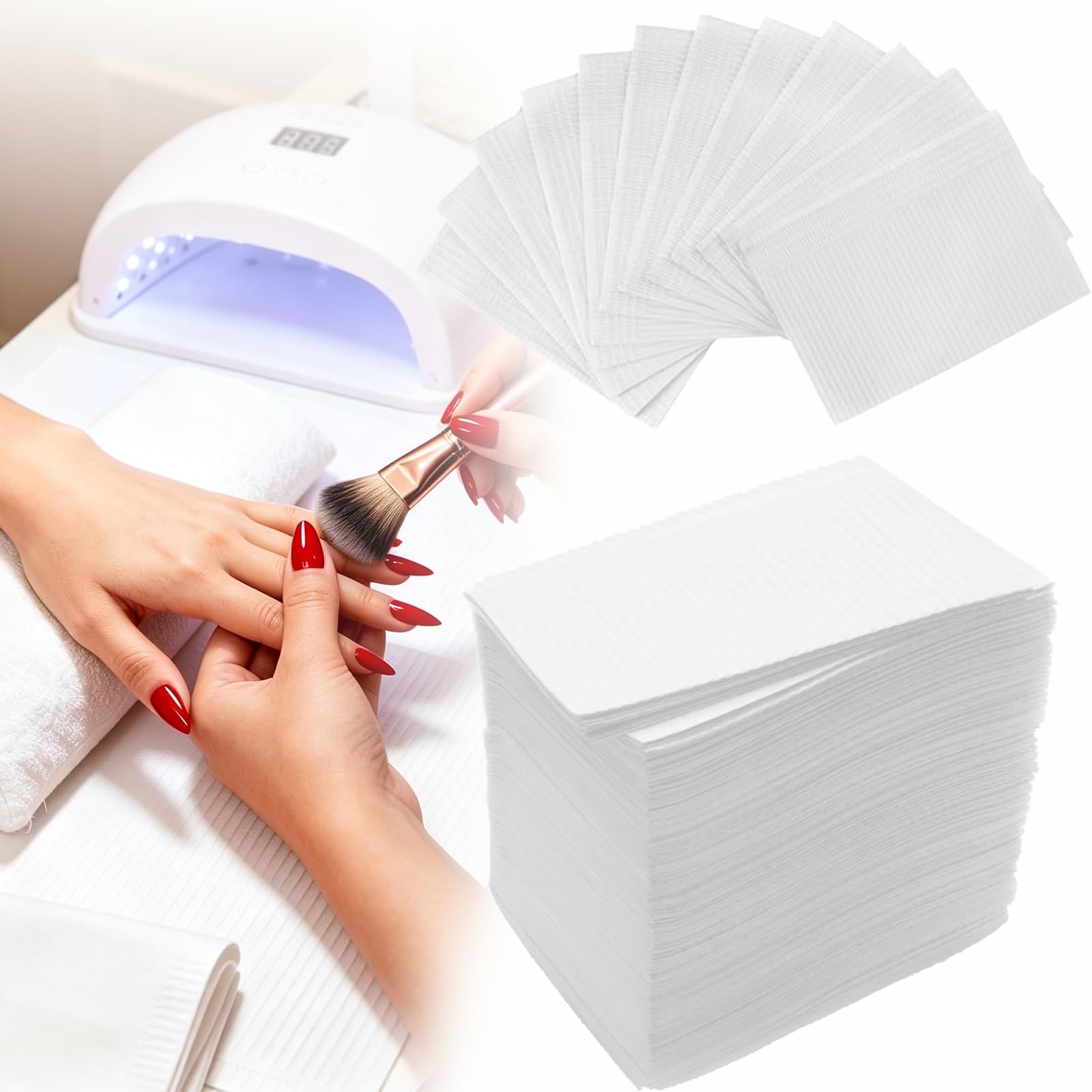 2000 tappetini unghie, 3 strati asciugamani carta pieghevoli e impermeabili, protezione tavolo, per manicure e tatuaggi