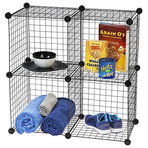 Only Garment Racks 4 Cube Mini Grid Unit with Back- Black