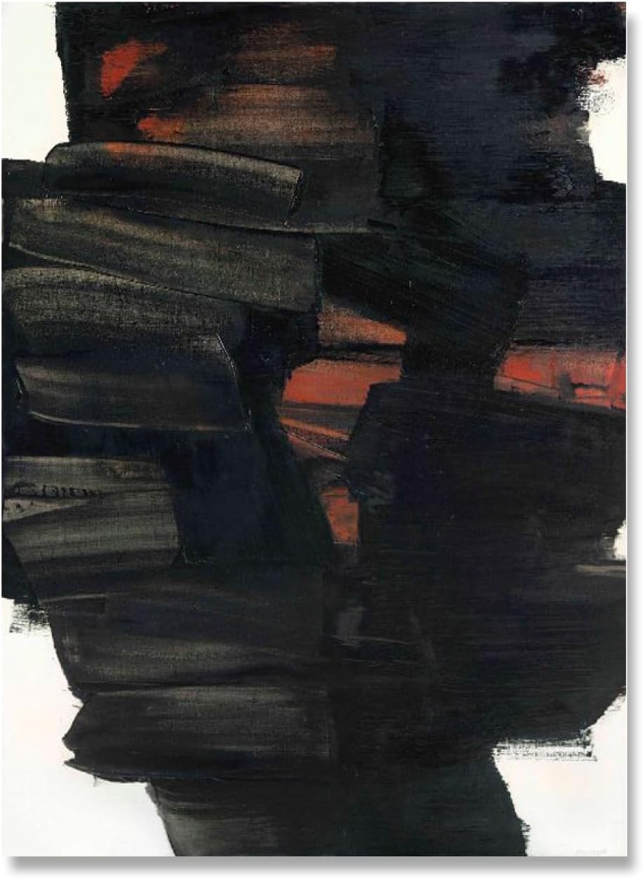 Waeta Rnvzx Pierre Soulages Abstract Canvas Print for Living Room, 50x70cm, Unframed