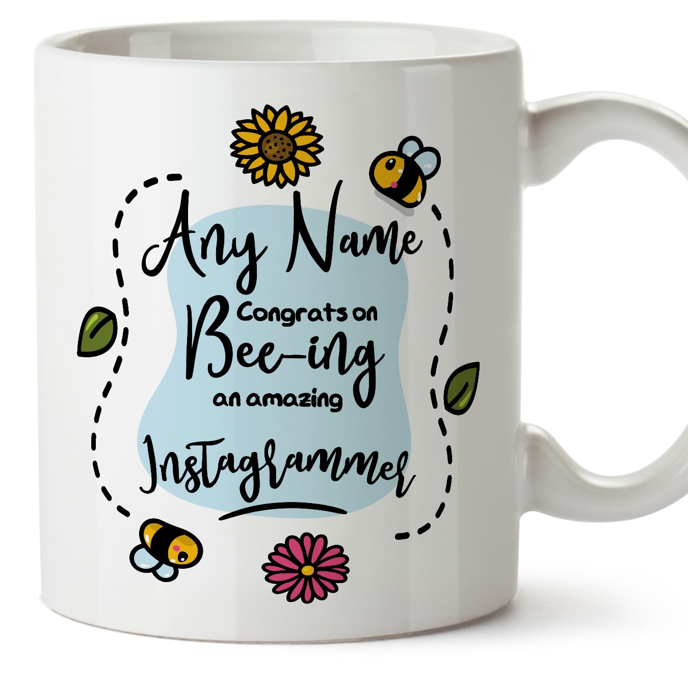 MUGFFINS Personalised Mug for INSTAGRAMMER - in English - Thanks for Beeing - Funny Custom Gift for Colleagues - Ceramic 11oz Mug