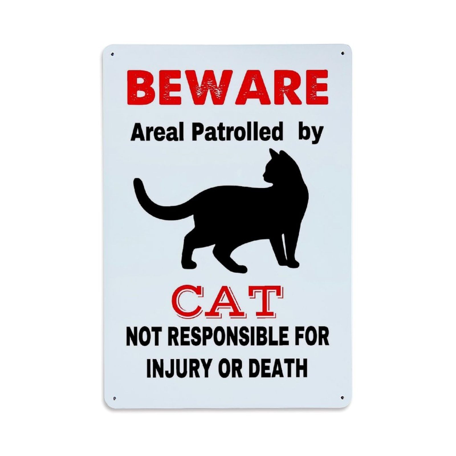 Nestemfo Vintage Beware Cat Patrol Sign Tin Sign Metal Sign, Living Room,Bar, Home, Bedroom Wall Decor,Retro Metal Poster 8X12 Inches