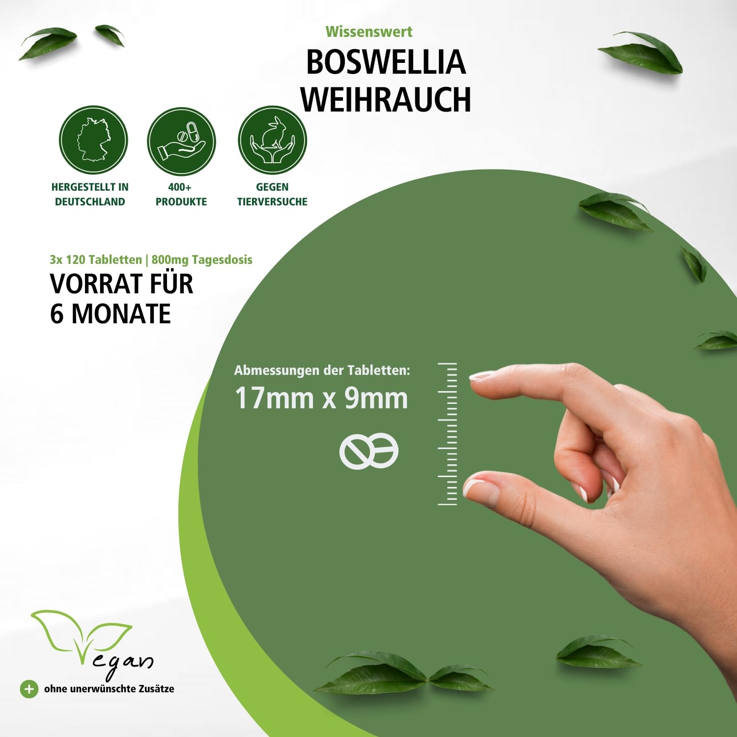 fairvital Weihrauch-Tabletten, Boswellia Serrata Extrakt 800mg Tagesdosis, 360 Tabletten (3x120), Hochdosiertes Indischer Weihrauch mit Mind. 65% Boswellia-Säuren, Vegan