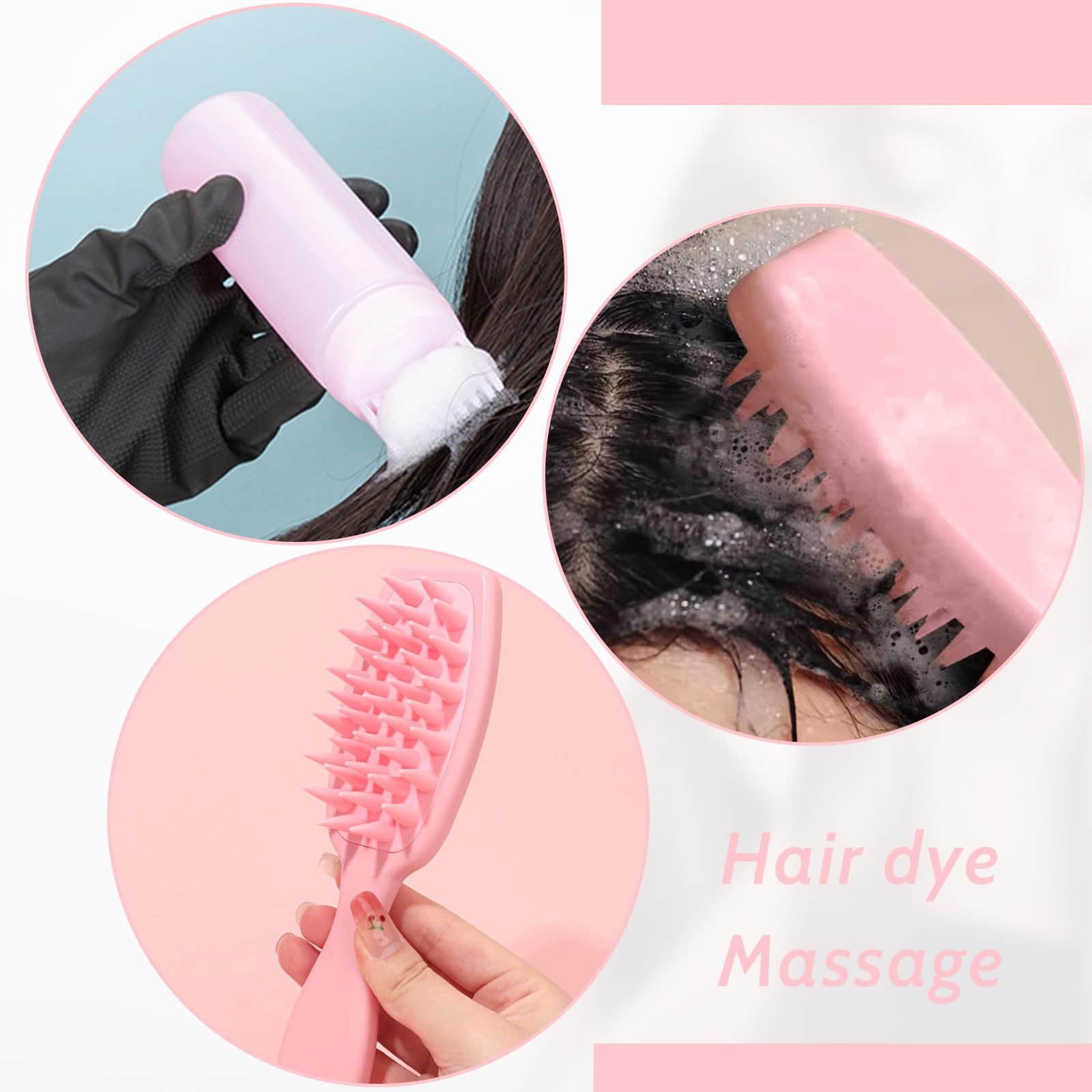 Applicateur Huile Cheveux, 2 Pièces Pinceau Coloration Cheveux, Flacons Applicateurs en Plastique, Peigne de Racine Applicateur, Bouteille de Teinture pour Cheveux avec Brosse