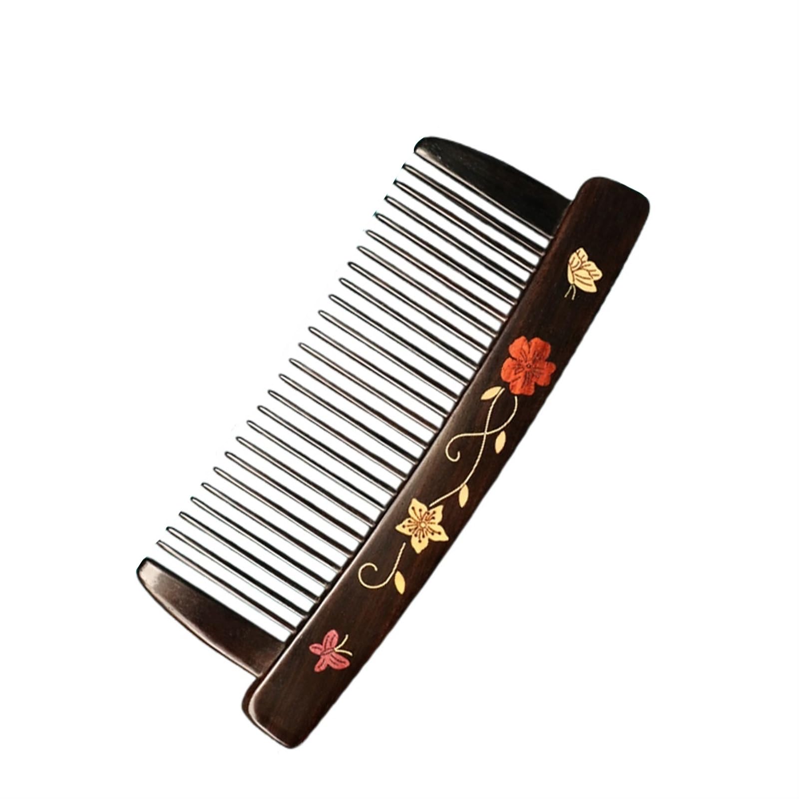 Peine para el Cabello, Peine de sándalo de Dientes Finos Hecho a Mano, peines de Madera Vintage para Cabello Rizado y Cabello Largo y Liso (sándalo Negro A)