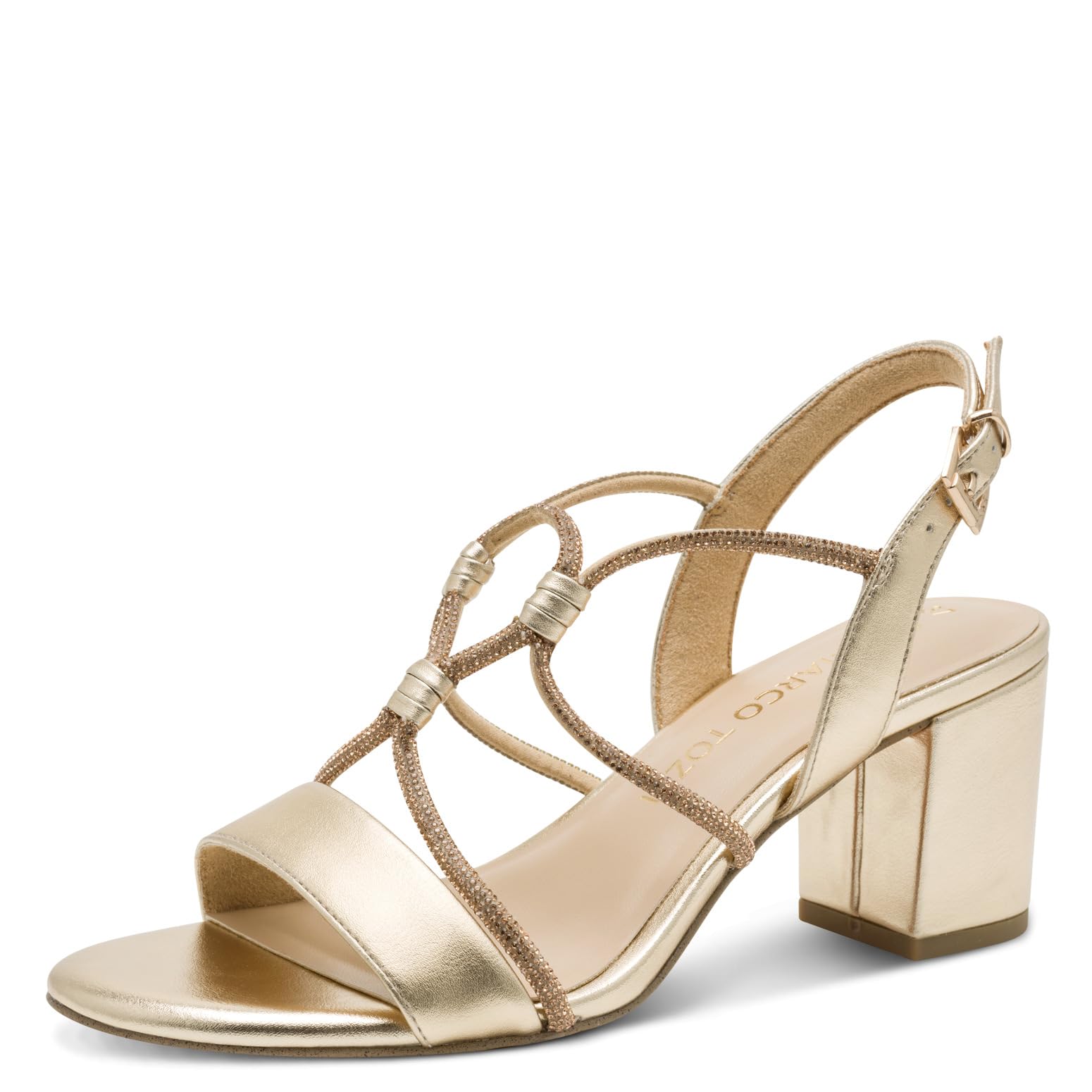 MARCO TOZZI Women's Sandal soft Feel Me Footbed Vegan soft Lining Trendy, metallic (GOLD), 8.5 UK