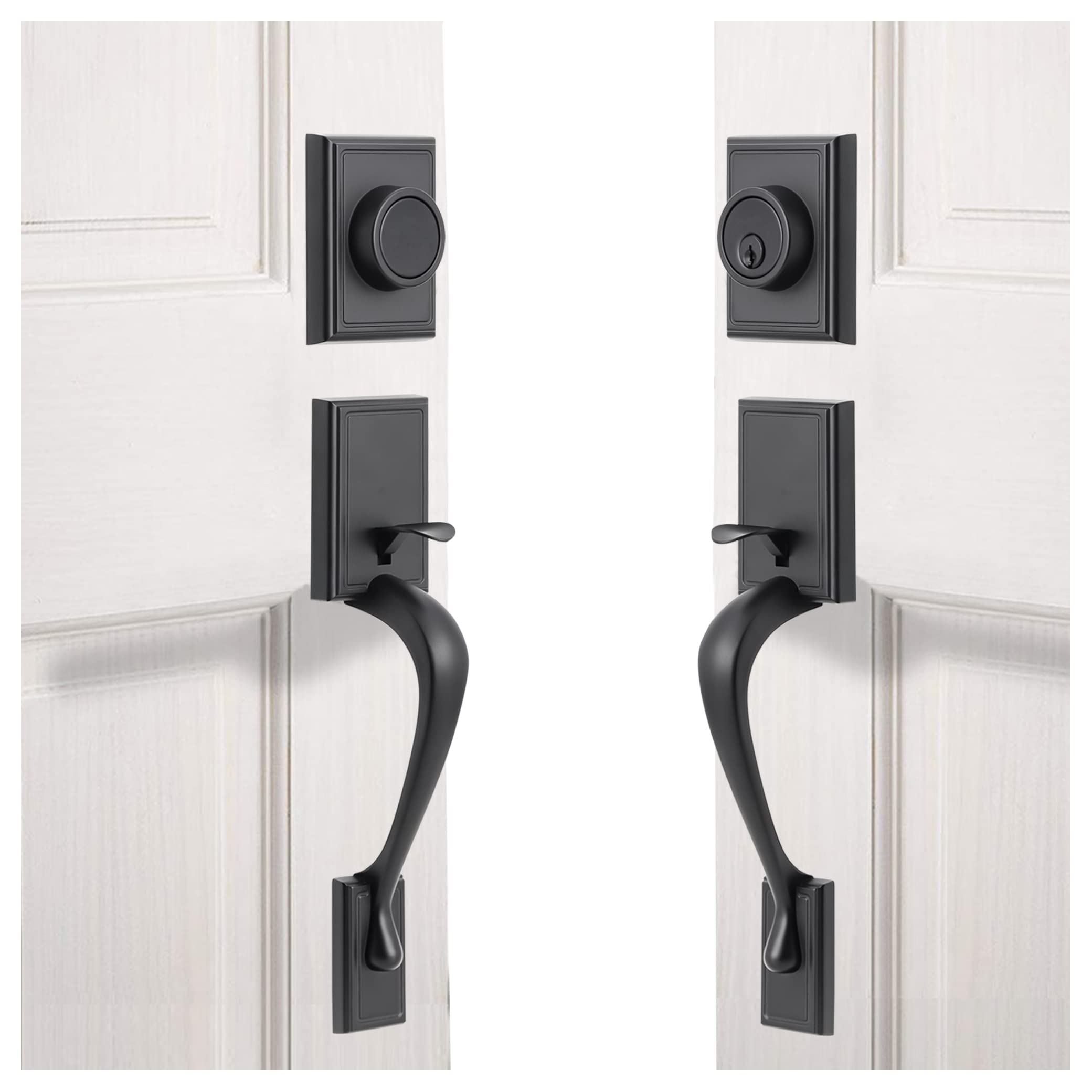 GUA OYH Door Handle Sets Double Front Door Handle Set with Handle Lever
