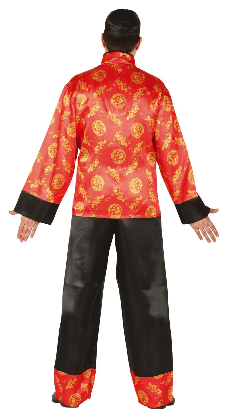 FIESTAS GUIRCA | Disfraz de Mandarín Adulto - Chaqueta, Gorro y Pantalón - Disfraces Asiáticos para Fiestas Temáticas, Carnaval y Halloween - Ideal para Hombre
