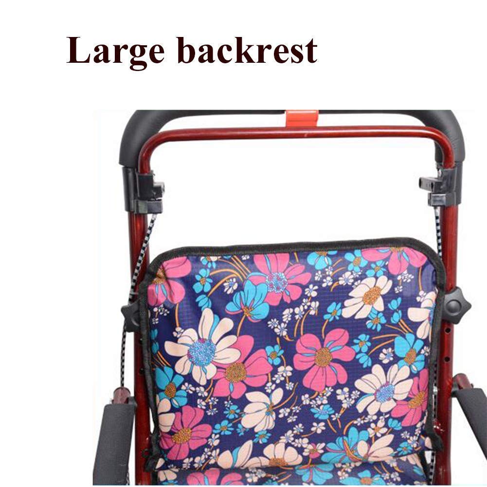 Andador, carrito de compras plegable, andadores de cuatro ruedas Andadores Carro liviano ajustable en altura con asiento acolchado y canasta de transporte Todo está bien (A)