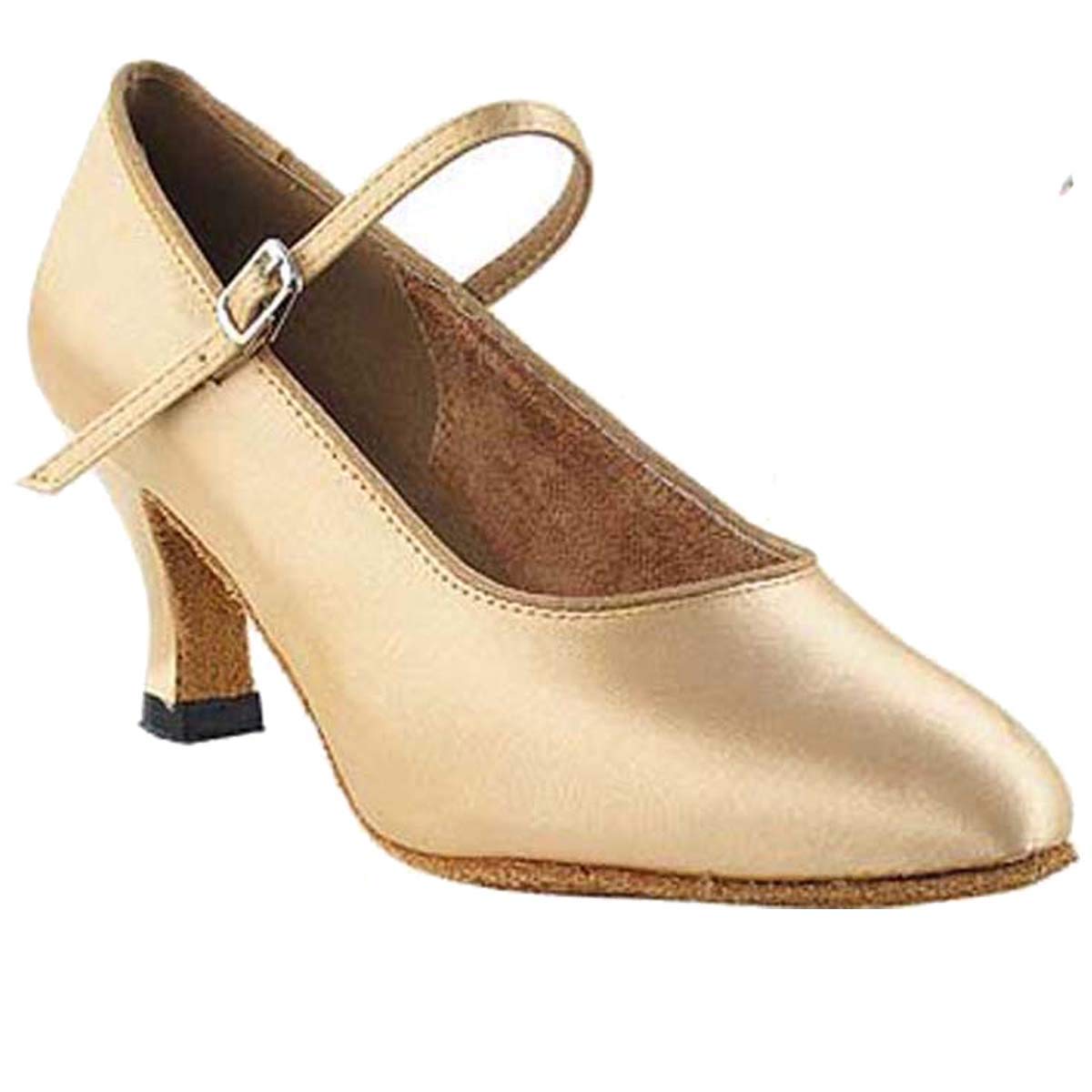 Very Fine Dance Shoes Women's Ballroom Dance Shoes Tango Wedding Salsa Dance Shoes Light Brown Satin 3008EB Comfortable 2.5