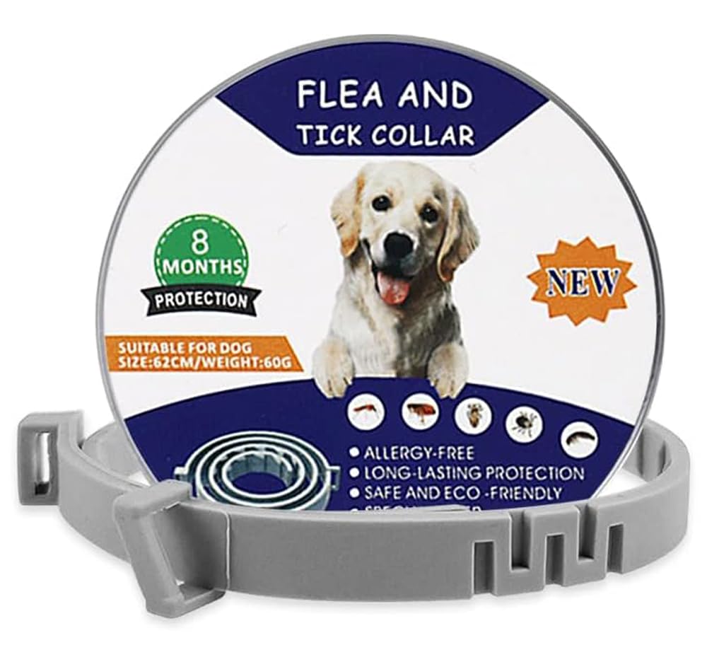 aiMaKE Tamaño Ajustable Collar Antiparasitos para Perro, Collar Antipulgas, Collarcontra Pulgas Garrapatas y Mosquitos para Perros y Gatos, Duracion 8 Meses -63cm
