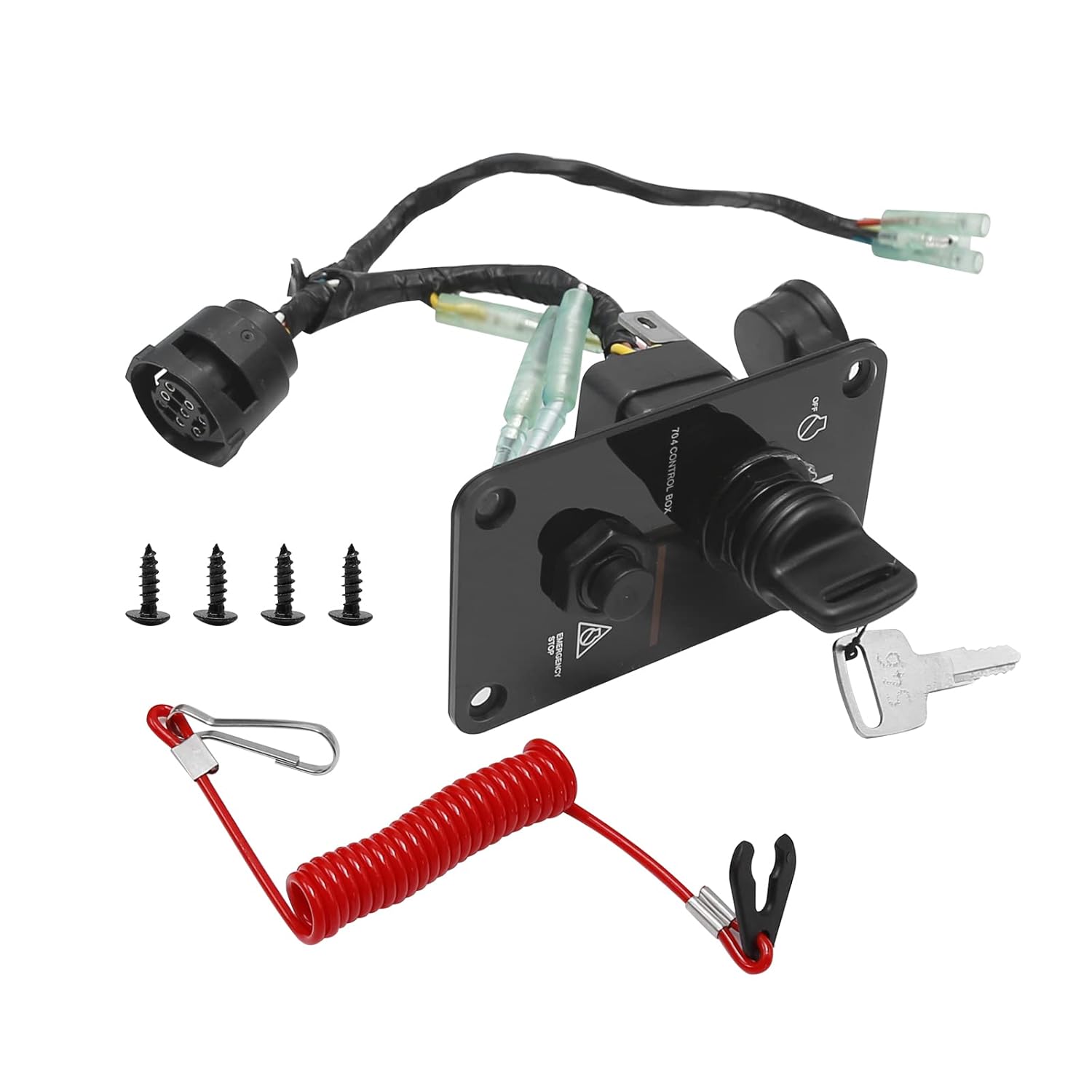 UOIENRT 704-82570-12-00 Outboard Ignition Switch with Key Replacement for Yamaha Outboard Yacht Replace 704-82570-08-00 704-82570-11-00