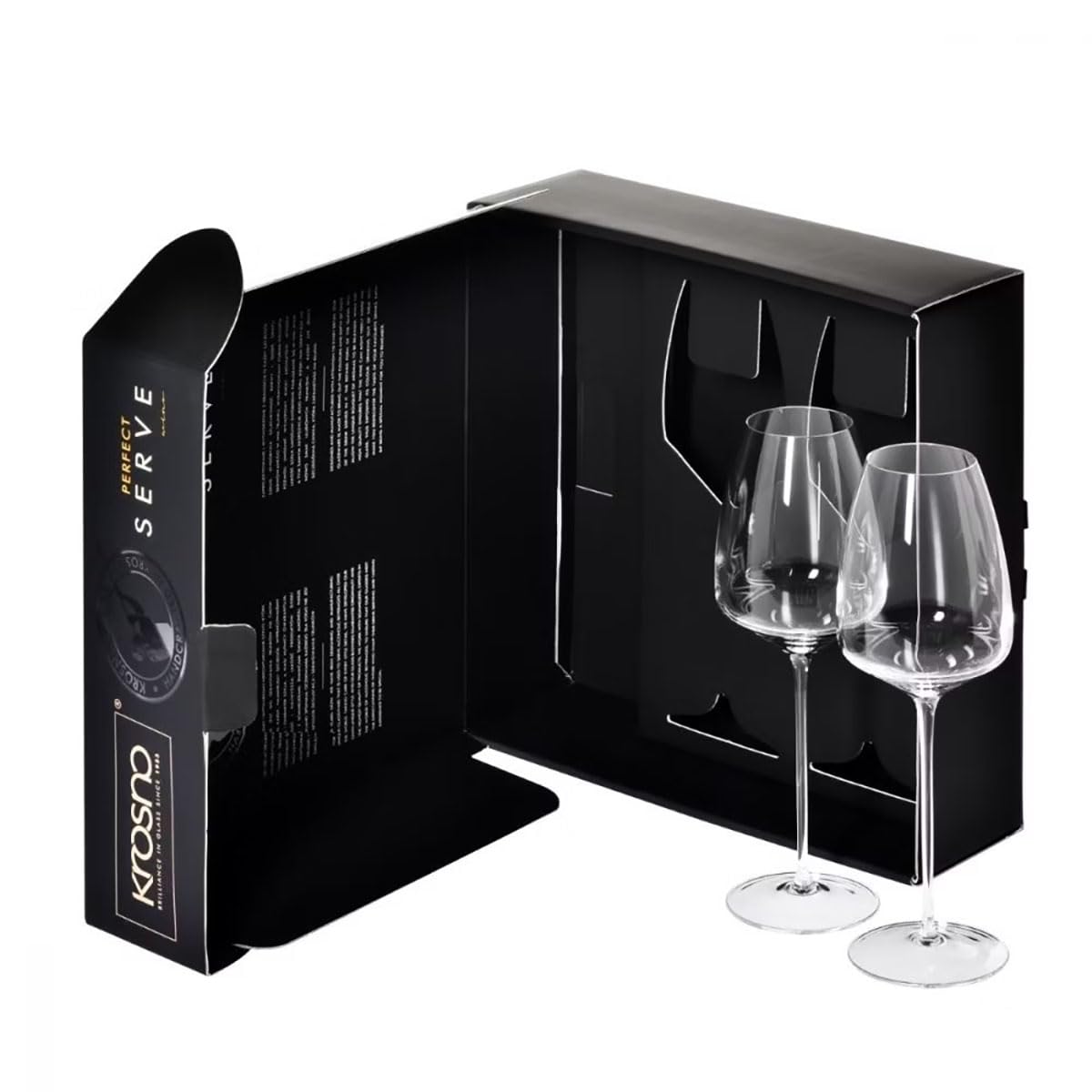KROSNO Kieliszki do Czerwonego Wina Perfect Serve, Komplet 2 x 560 ml | Szkło Kryształowe Bezołowiowe, ręcznie formowane, prezent dla par, miejsce na podpis i datę, mycie ręczne
