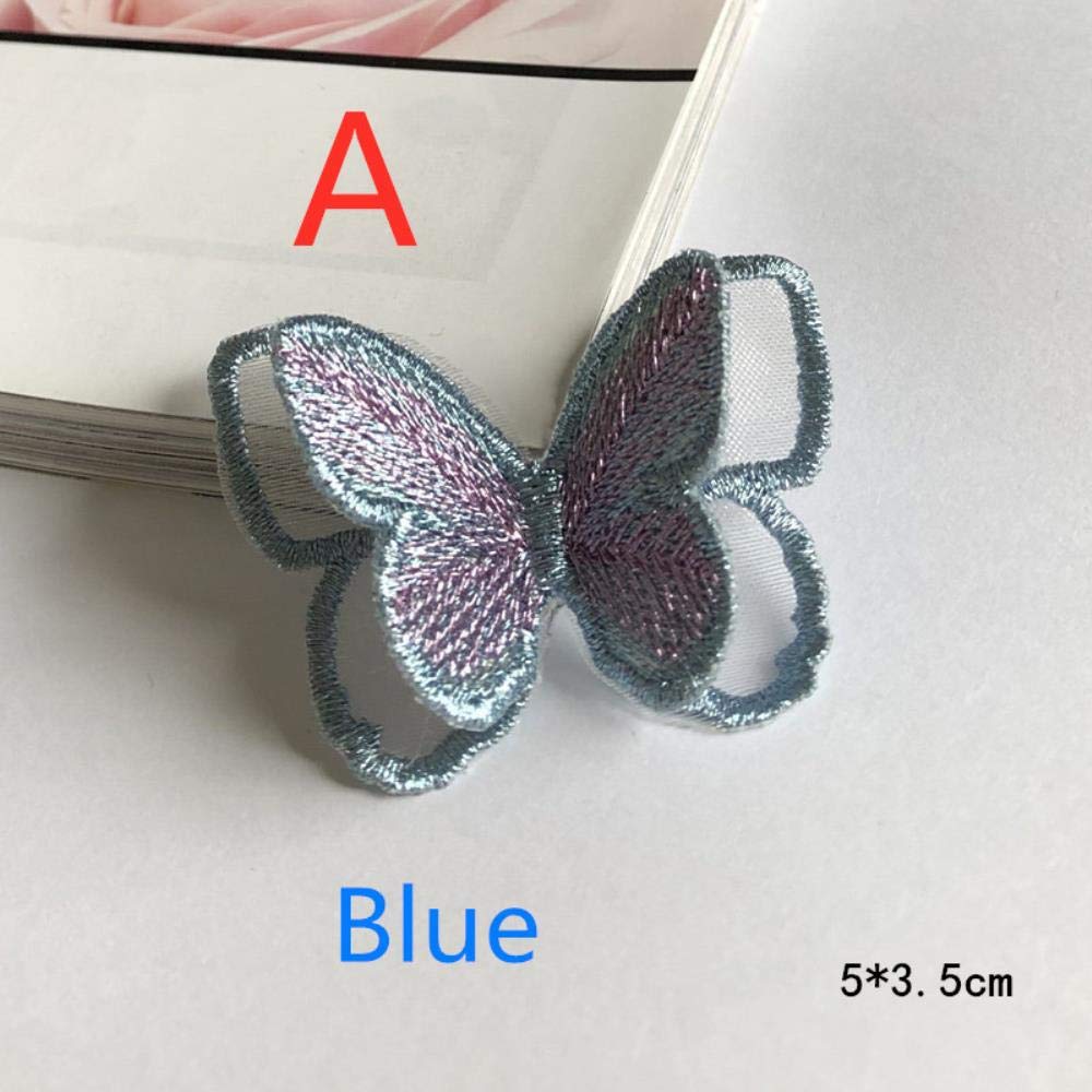haftowanie poprawek, szycie na poprawkach Organza 3D motyl przyszyć naszywki koronkowa tkanina dekolt kołnierz siateczkowy haft DIY dekoracja włosy panny młodej koronkowa naszywka kwiat(Beige)