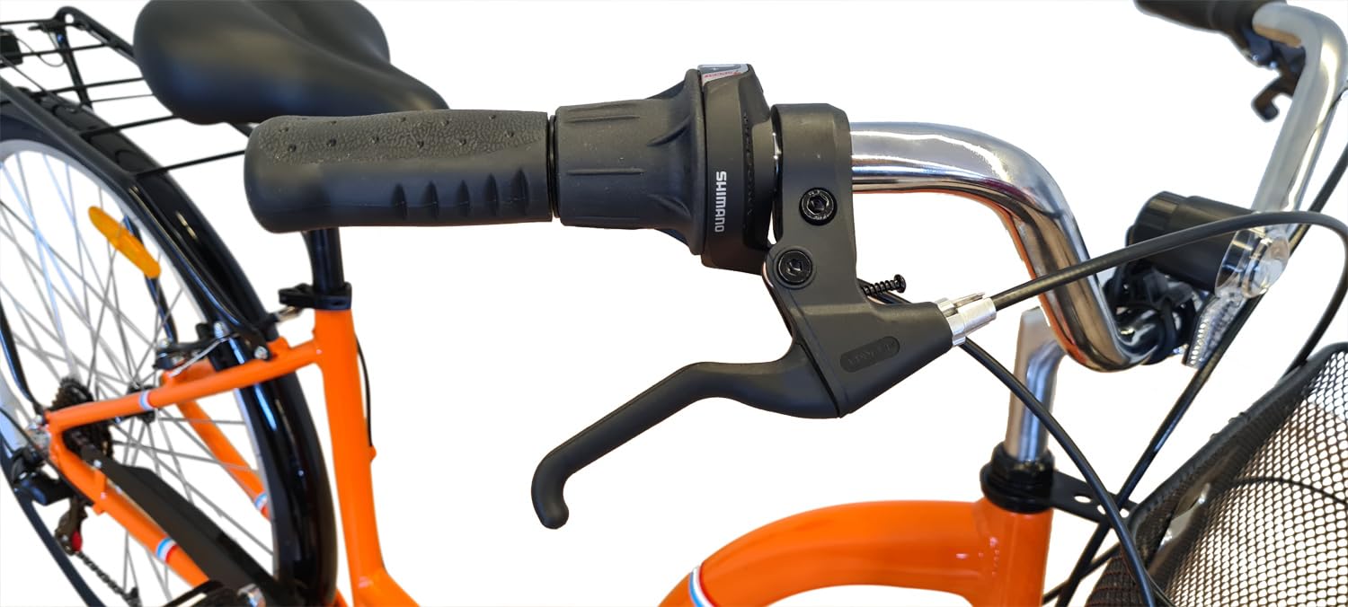 Damenrad EX-3, 28 Zoll, Korb, Licht, Aluminiumrahmen, nur 14,5 kg, Shimano 7 Gang, Shimano Schaltwerk Fahrrad Damen Damenfahrrad 28 Zoll